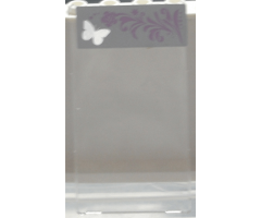 Glass for Window 1 x 4 x 6 with Silver Butterfly and Pink Floral Pattern on Left Side (Sticker) - Set 3187