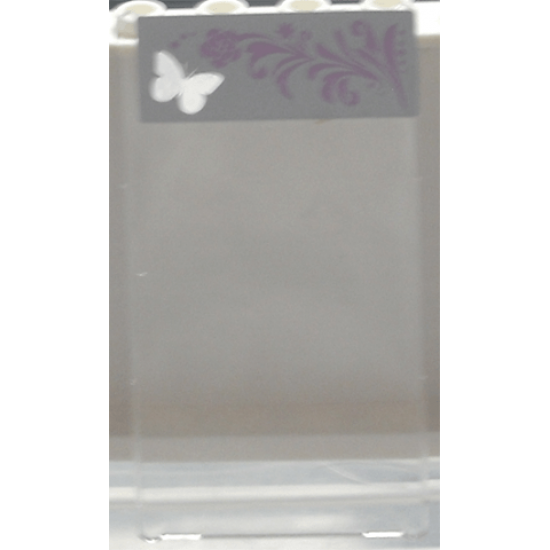 Glass for Window 1 x 4 x 6 with Silver Butterfly and Pink Floral Pattern on Left Side (Sticker) - Set 3187