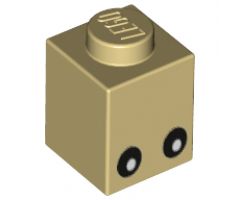 Brick 1 x 1 with Eyes Black with White Pupils Pattern