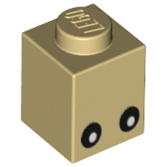 Brick 1 x 1 with Eyes Black with White Pupils Pattern