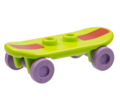 Minifigure, Utensil Skateboard with Trolley Wheel Holders with Dark Red Stripe Pattern and Medium Lavender Trolley Wheels (42511pb14 / 2496)