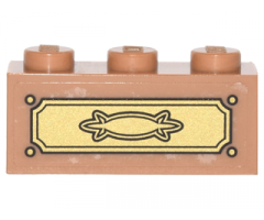 Brick 1 x 3 with Gold Drawer Pattern (Sticker) - Set 4840