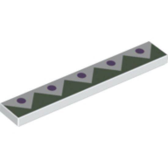 Tile 1 x 6 with Sand Green Edge Triangles and 5 Lavender Dots Pattern