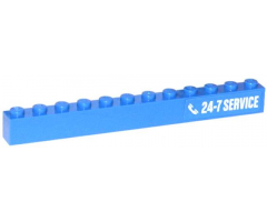 Brick 1 x 12 with White '24-7 SERVICE' and Phone Pattern on Right (Sticker) - Set 60056