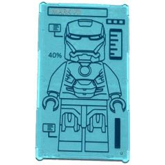 Glass for Window 1 x 4 x 6 with 'MARK VII', '40%' and Iron Man on Screen Pattern (Sticker) - Set 76007