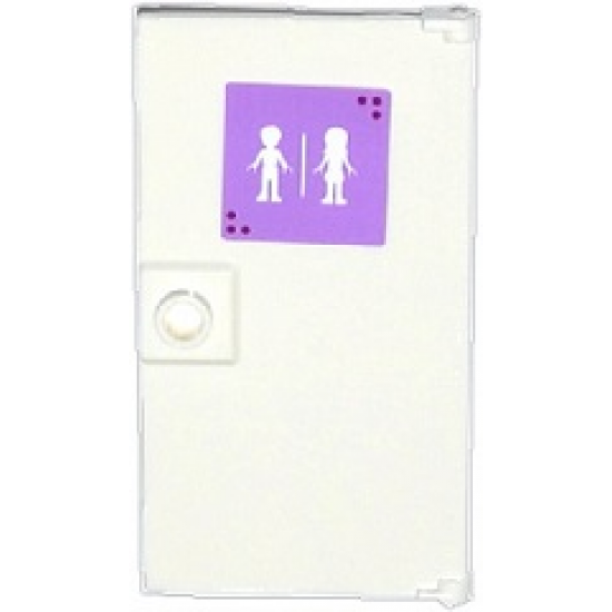 Door 1 x 4 x 6 with Stud Handle with Male and Female Friends Silhouettes on Lavender Background (Unisex Restroom) Pattern (Sticker) - Set 41005