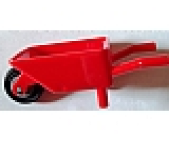 Minifigure, Utensil Wheelbarrow Frame with Dark Bluish Gray Pulley Wheel and Black Tire (98288 / 3464 / 59895)