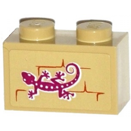 Brick 1 x 2 with Lizard on Wall Pattern (Sticker) - Set 41074