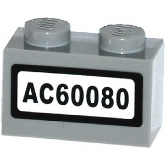 Brick 1 x 2 with 'AC60080' Pattern (Sticker) - Set 60080