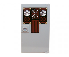 Door 1 x 4 x 6 with Stud Handle with Cut-out Wood Panels with Asian Designs Pattern (Sticker) - Set 70751