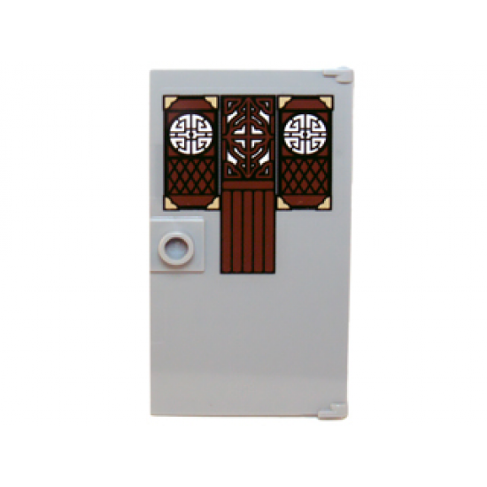 Door 1 x 4 x 6 with Stud Handle with Cut-out Wood Panels with Asian Designs Pattern (Sticker) - Set 70751