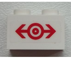 Brick 1 x 2 with Train Logo Red Medium Pattern (Sticker) - Set 60051