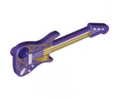 Minifigure, Utensil Guitar Electric with White Strings and Star and Gold Geometric Pattern