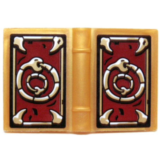 Minifigure, Utensil Book 2 x 3 with Fangs and Snake Eating its Tail (Ouroboros) on Dark Red Background Pattern (Stickers) - Set 70732