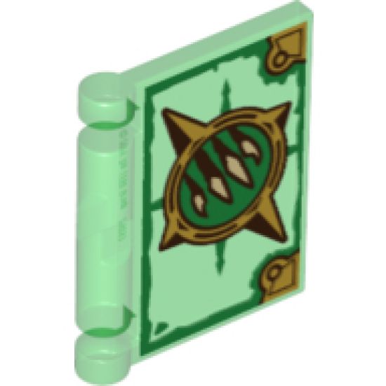 Minifigure, Utensil Book Cover with Gold Circle with Spikes, White Claws, Green Highlights Pattern (Nexo Knights Book of Revenge)