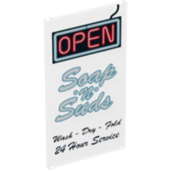 Glass for Window 1 x 4 x 6 with 'OPEN', 'Soap 'n' Suds' and 'Wash - Dry - Fold 24 Hour Service' Sign Pattern