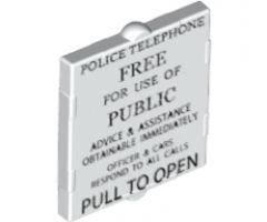 Glass for Window 1 x 2 x 2 with Black 'POLICE TELEPHONE... PULL TO OPEN' Pattern