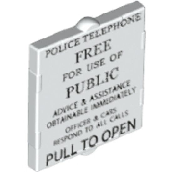 Glass for Window 1 x 2 x 2 with Black 'POLICE TELEPHONE... PULL TO OPEN' Pattern