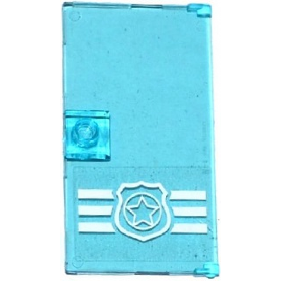Door 1 x 4 x 6 with Stud Handle with Police Badge on 3 White Stripes Bottom Pattern (Sticker) - Set 60069