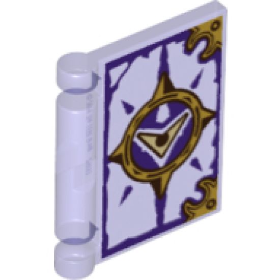 Minifigure, Utensil Book Cover with Gold Circle with Spikes, Tan Chevron, Dark Purple Highlights Pattern (Nexo Knights Book of Evil)