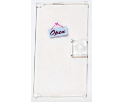 Door 1 x 4 x 6 with Stud Handle with Magenta 'OPEN' on Bright Light Blue Sign Pattern (Sticker) - Set 41119