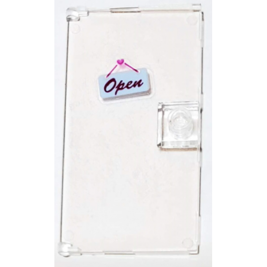 Door 1 x 4 x 6 with Stud Handle with Magenta 'OPEN' on Bright Light Blue Sign Pattern (Sticker) - Set 41119