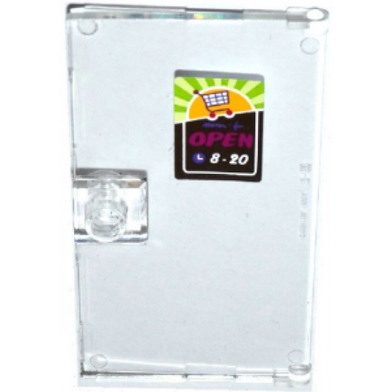 Door 1 x 4 x 6 with Stud Handle with Shopping Cart / Trolley, 'OPEN' and '8-20' Pattern (Sticker) - Set 41118