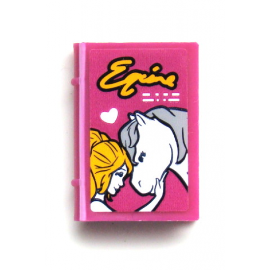 Minifigure, Utensil Book 2 x 3 with 'Equine', Heart, Girl and White Horse Pattern (Sticker) - Set 41125