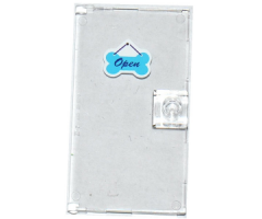 Door 1 x 4 x 6 with Stud Handle with 'Open' on Medium Azure Bone Shaped Sign Pattern (Sticker) - Set 41124