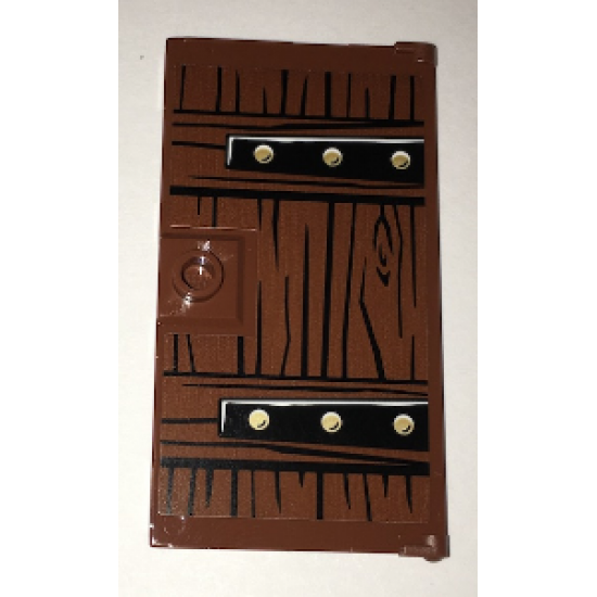 Door 1 x 4 x 6 with Stud Handle with Wood Grain and Metal Brackets with 6 Gold Bolts Pattern (Sticker) - Set 70594