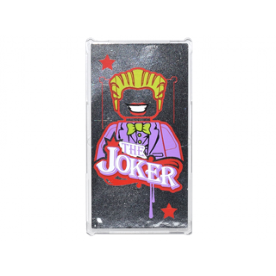 Glass for Window 1 x 4 x 6 with 2 Red Stars, Joker Figure and 'THE JOKER' on Mirrored Background Pattern (Sticker) - Set 76035