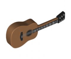 Minifigure, Utensil Guitar Acoustic with Black Neck and Silver Strings Pattern