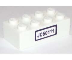 Brick 2 x 4 with Black 'JC60111' License Plate Pattern (Sticker) - Set 60111