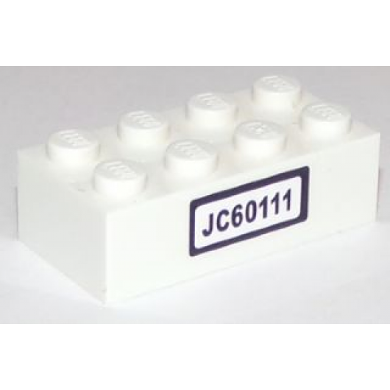 Brick 2 x 4 with Black 'JC60111' License Plate Pattern (Sticker) - Set 60111
