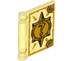 Minifigure, Utensil Book Cover with Gold Circle with Spikes, Question Mark, Bright Light Orange Highlights Pattern (Nexo Knights Book of Deception)