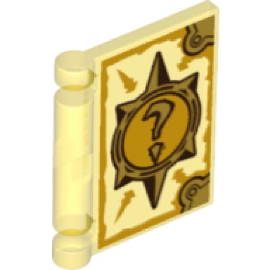 Minifigure, Utensil Book Cover with Gold Circle with Spikes, Question Mark, Bright Light Orange Highlights Pattern (Nexo Knights Book of Deception)