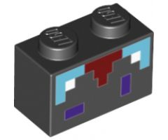 Brick 1 x 2 with Minecraft Pixelated Enchantment Table Pattern