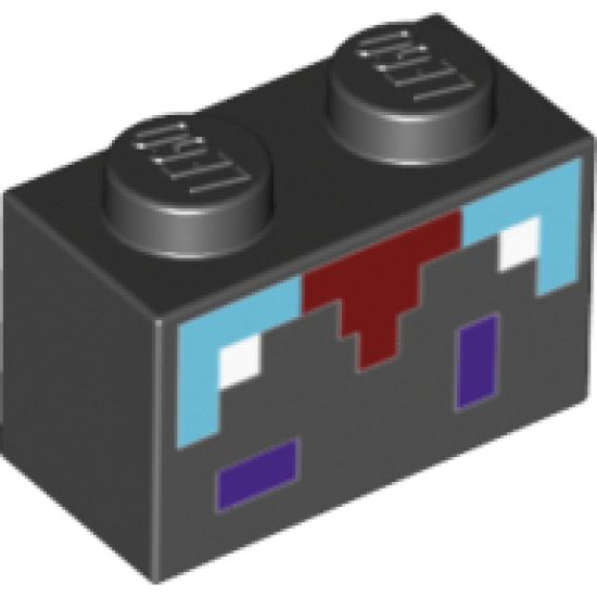 Brick 1 x 2 with Minecraft Pixelated Enchantment Table Pattern