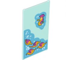 Glass for Window 1 x 4 x 6 with 5 Seahorses, Water and Air Bubbles Pattern