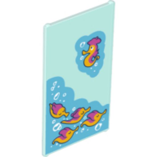 Glass for Window 1 x 4 x 6 with 5 Seahorses, Water and Air Bubbles Pattern