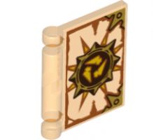 Minifigure, Utensil Book Cover with Gold Circle with Spikes, Bone Shards, Dark Orange Highlights Pattern (Nexo Knights Book of Destruction)
