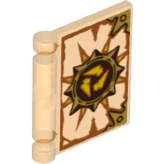 Minifigure, Utensil Book Cover with Gold Circle with Spikes, Bone Shards, Dark Orange Highlights Pattern (Nexo Knights Book of Destruction)