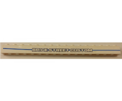 Brick 1 x 16 with 'BRICK STREET CUSTOM' and Long Blue Line Pattern (Sticker) - Set 8154