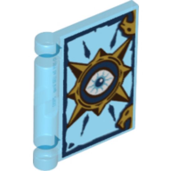 Minifigure, Utensil Book Cover with Gold Circle with Spikes, White Eye, Dark Blue Highlights Pattern (Nexo Knights Book of Fear)