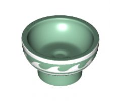 Minifigure, Utensil Bowl Asian with White Rim and Waves Pattern