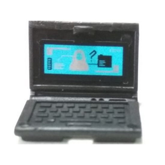 Minifigure, Utensil Computer Laptop with White and Black Items on Screen Pattern (Sticker) - Set 70165