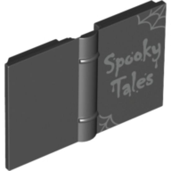 Minifigure, Utensil Book 2 x 3 with Silver Spider Webs and 'Spooky Tales' Pattern