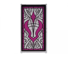Glass for Window 1 x 4 x 6 with Stained Glass Window with Magenta Curved Shadow Symbol Pattern (Sticker) - Set 41179