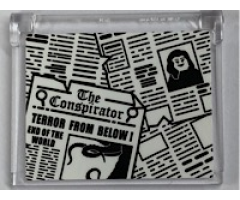 Glass for Window 1 x 4 x 3 - Opening with Newspaper 'The Conspirator' Pattern (Sticker) - Set 21310