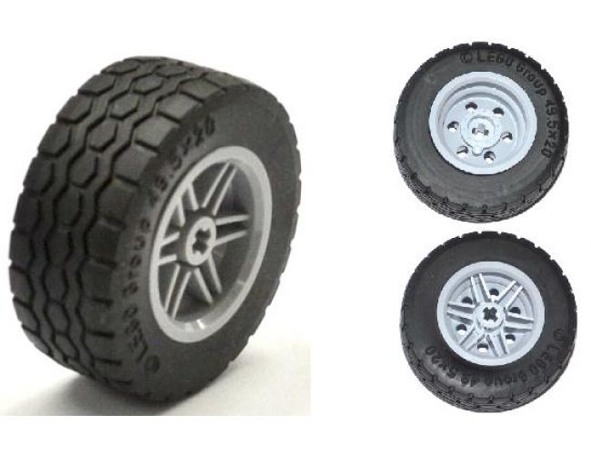 Wheel & Tire Assembly 30.4mm D. x 20mm with No Pin Holes and Reinforced Rim with Black Tire 49.5 x 20 (56145 / 15413)